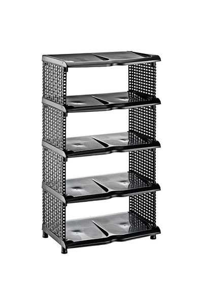 flores Shoe rack, 5 shelves, black, 48 x 30.5 x 86 cm