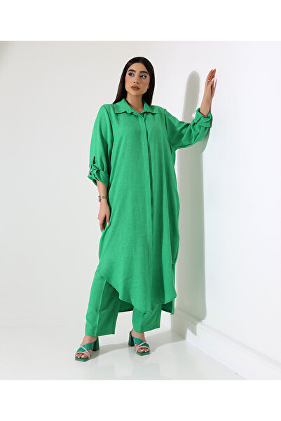 Fi'l Arz Fashion Long Sofia Linen Loose Shirt Suit