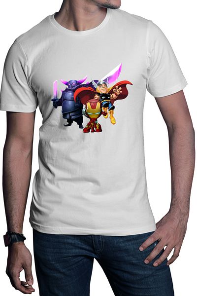 OEM Tricou barbati Clash of Clans Massive Tank HP Thor Iron Man Super Power