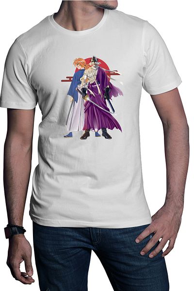 OEM Men's T-shirt Rurouni Kenshin Anime Top Antagonist