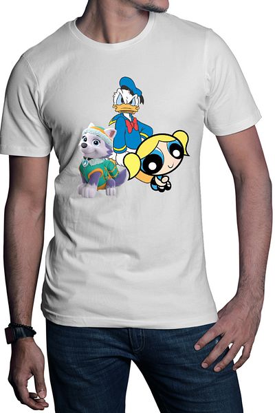 OEM Tricou barbati Donald Duck Powerpuff Girls Bubble Paw Power Husky Dog