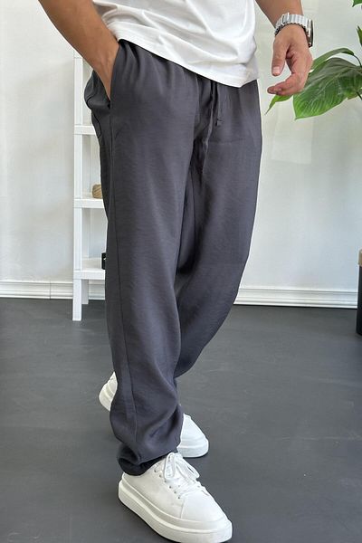 Edwox Ανδρικό παντελόνι με ελαστική μέση Modal Fabric Καπνιστό Edw396