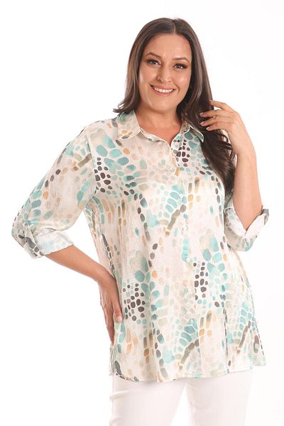 Metpoint Cămașă cu cravată cu imprimeu digital Trend42plus Plus Size Mint