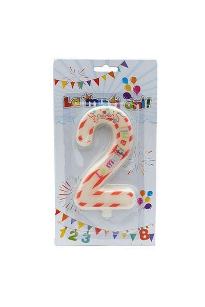 OEM Lumânare din ceară pentru ziua de naștere, numărul 2, 7x12cm, multicoloră