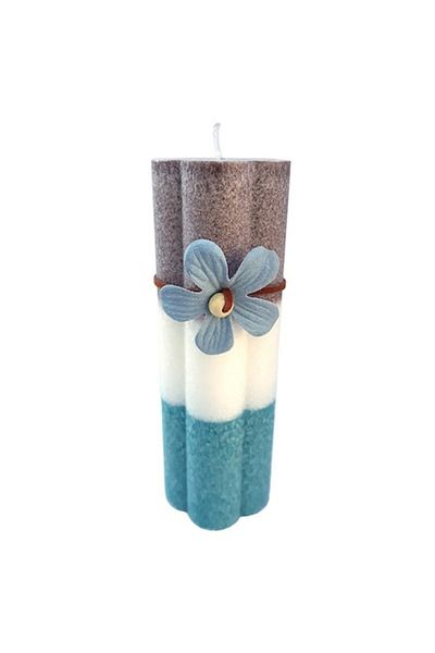 OEM Three-color candle for aromatherapy decorated with plastic flower, M2, 5x15 cm