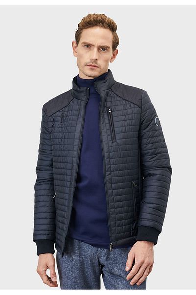 AC&Co / Altınyıldız Classics Men's Navy Blue Standard Fit Regular Cut Cold Weather Proof Patterned Puffer Coat