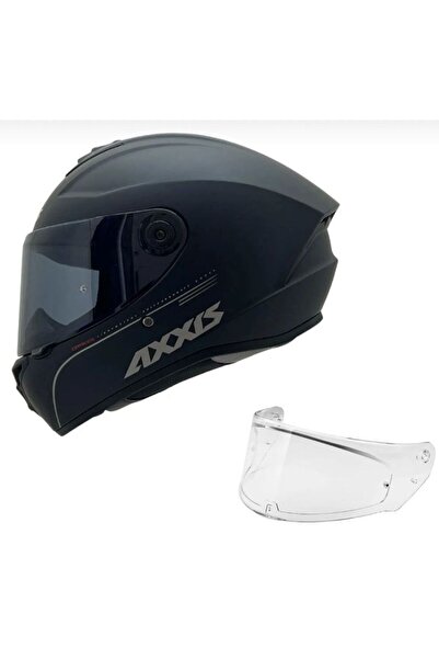 AXXIS DRAKEN S SOLİD MAT SİYAH DESENLİ MOTOSİKLET KASKI ÇİFT VİZÖRLÜ