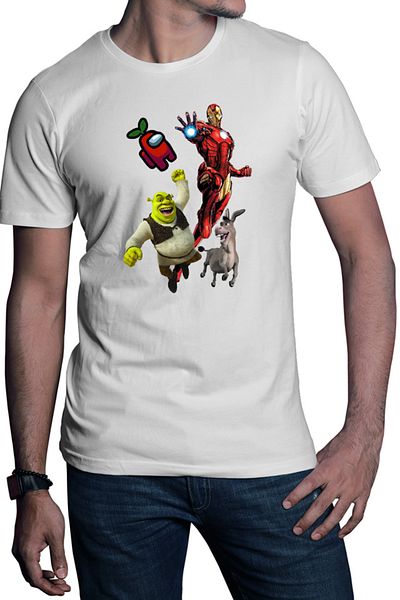 OEM Tricou barbati Ironman Shrek Among Us Flying Space