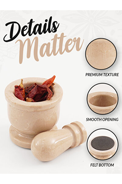 Radicaln Mini Verona Marble Mortar & Pestle Set – Natural Stone Spice Grinder 6.35 cm