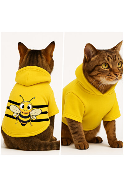 Buddy Store Cat Outfit Hooded Yellow Sweatshirt Hoodie Bee Maya Printed Size L