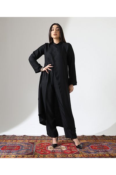 Fi'l Arz Fashion Asymmetrical Judge Collar Tunic Suit