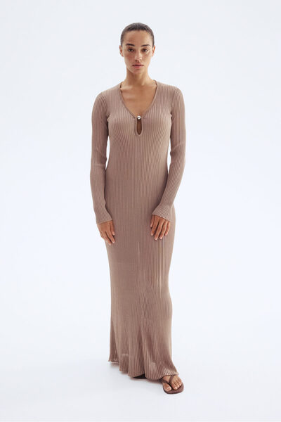 H&M Lastik Örgülü Uzun Elbise