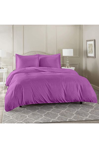 Five Store Lenjerie de pat matrimonial, husa elastic, Thalia, bumbac ranforce, mov, 4 piese