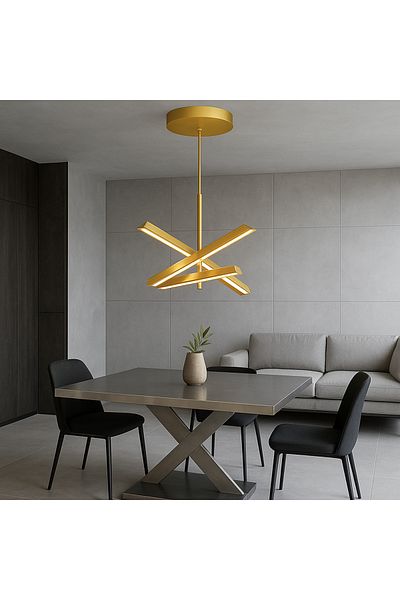Olbia 38W Gold Pendant Chandelier - 3000K - 110° Diffusion Angle - 1824 lumens - 220–240V - CRI 90+