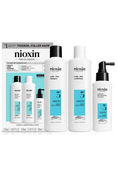 Nioxin Set de vopsea pentru păr System 3, șampon 150 ml, balsam 150 ml, tratament fără clătire 50 ml