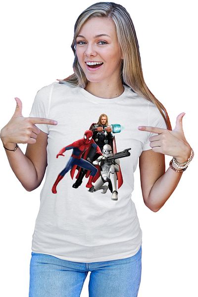 OEM Tricou dama Star Wars Spiderman Thor Marvel Clone Trooper