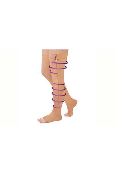 shumee Ciorapi compresivi - cu fermoar, șosete peste genunchi Deluxe L - XL