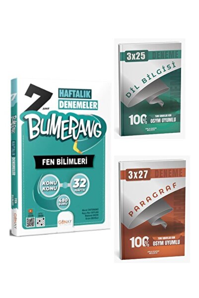 Anla Kazan Yayınları Günay Yayınları 2026 7. Sınıf Bumerang Haftalık Fen Bilimleri Denemeleri+Anla Kazan Paragraf+Dilbil