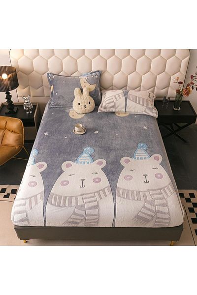 trendyhome Cocolino Duvet Cover, 180 x 200 Cm, Teddy Bear, Grey/White, J22007