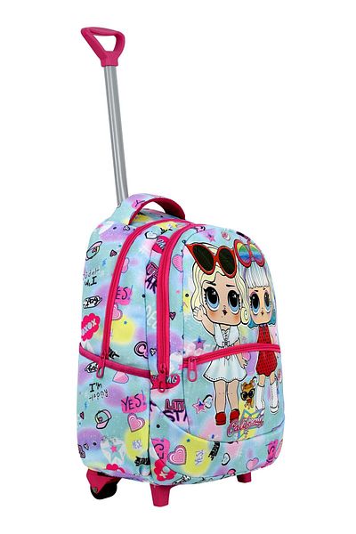 Çanta Trend Set școlar din 3 piese cu racletă, geantă pentru școală primară cu modele colorate + cutie de prânz + suport pentru stilou