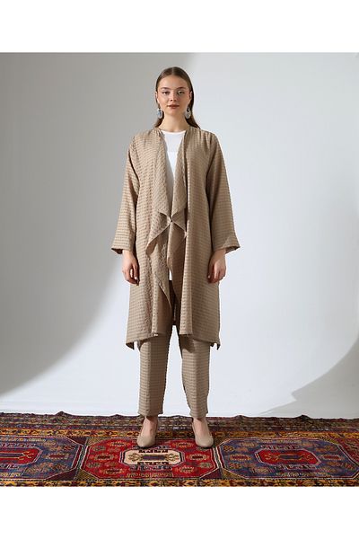 Fi'l Arz Fashion Shawl Collar Cardigan Hijab Suit