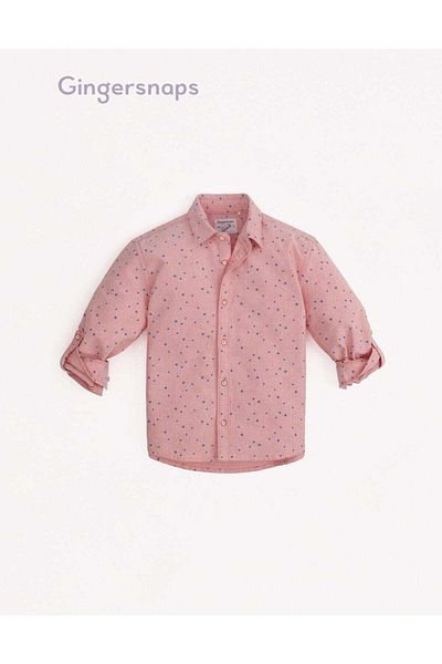 Gingersnaps Button-Up Long Sleeve Polka Dot Shirt for Boys