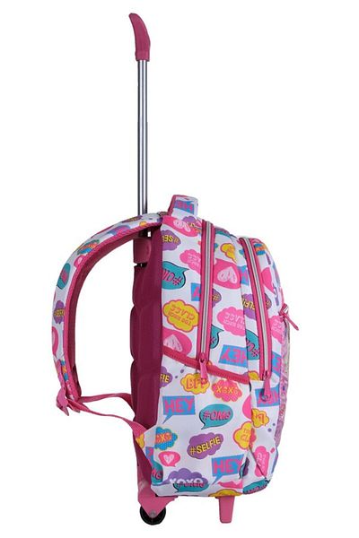 Çanta Trend Set școlar din 3 piese cu racletă, ghiozdan pentru școală primară cu model alb + cutie de prânz + suport pentru stilou