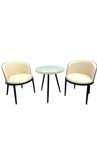 l'elefante Chic Modern Round Table and 2 Chair Set with Elegant Design, Luxe Living Space Furniture Gem