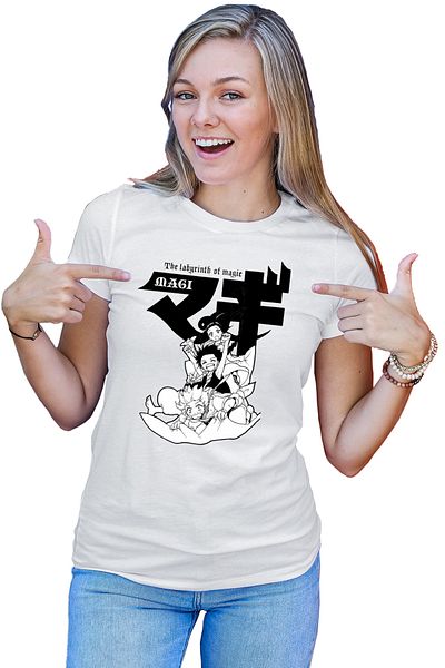 OEM Tricou dama Magi The Labyrinth of Magic Protagonists Group Manga White Black