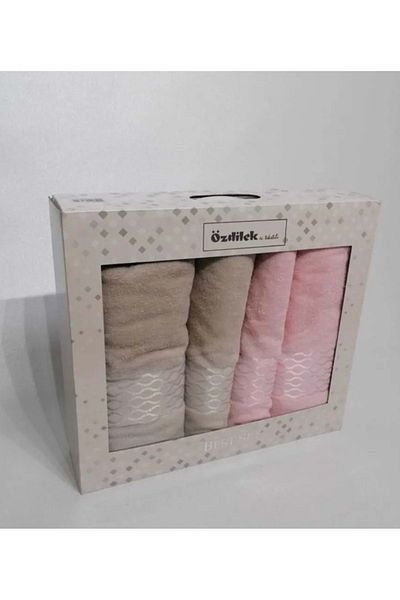 Özdilek 4 Piece Best Bath Set, Bath Towel Set-Elissa Stone Powder