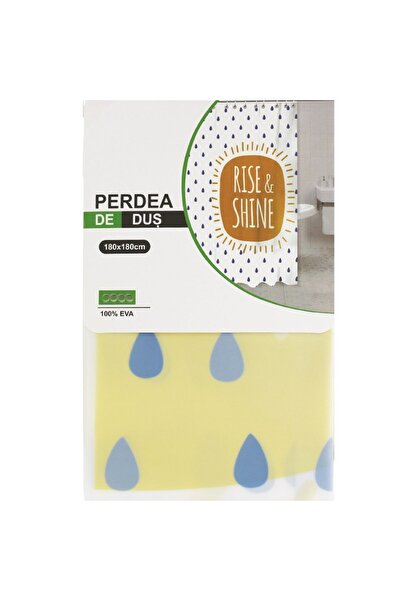 idei Shower curtain with the message RISE and SHINE, waterproof material, 180 x 180 cm