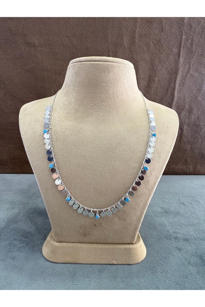 Midyat Artuklu Gümüşçülük Gümüş Firüze Taşlı Pul Modeli Kolye