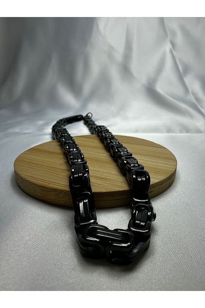 Mutenaura Stainless Steel King Necklace Men's 50cm Black