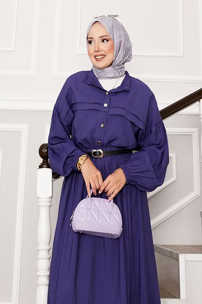 EBRUTESETTÜR Rib Detail Balloon Sleeve Skirt Suit