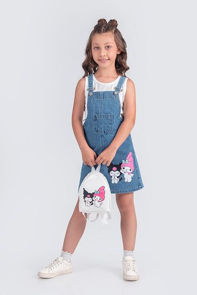 Minik Dolap Φόρεμα Kuromi με σχέδιο για κορίτσια τζιν Gilet - με τσάντα