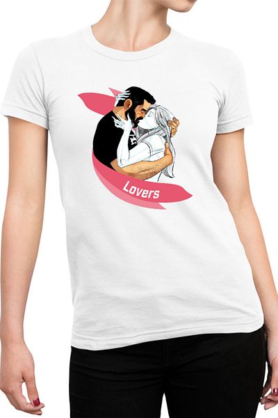OEM Tricou dama NFT XOXO Lovers Kiss Hug Kind Pencil Sketch