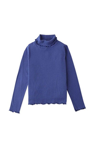 Gingersnaps بلوزة بناتية بلون سادة ورقبة طويلة