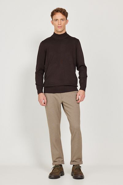 AC&Co / Altınyıldız Classics Men's Brown Standard Fit Regular Cut Half Turtleneck Knitwear Sweater