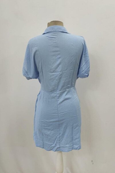 Mossta Short Sleeve Tie Detail Mini Dress - Blue