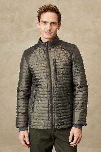 AC&Co / Altınyıldız Classics Men's Khaki Standard Fit Regular Cut Cold Weather Proof Patterned Puffer Coat