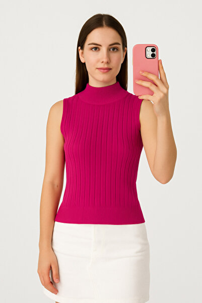 ModaPlaza Γυναικεία Αμάνικη Πλεκτή Μπλούζα 15394