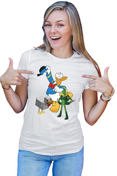 OEM Tricou dama Donald Duck Minecraft Chicken Ben10 Alien Watch Pixel