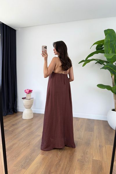 BİRCANÇİL Vinnie Tile Neck Tie Detail Lined Dress