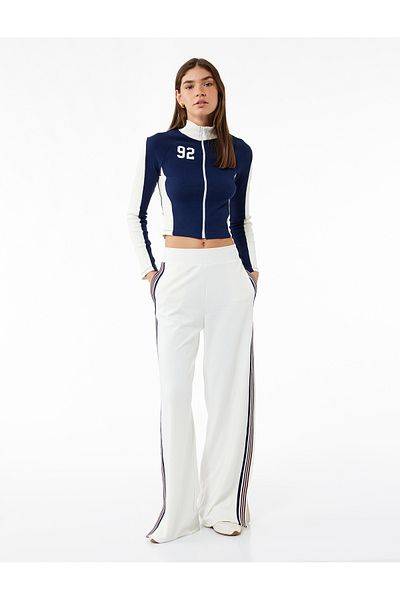 Koton Cotton Zipper Long Sleeve Stand Collar T-Shirt