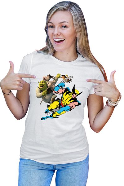 OEM Tricou dama Wolverine Shrek Rope Marvel DC