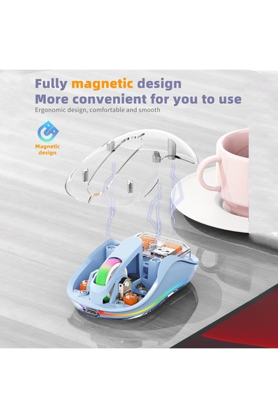 O.L by ODISSEY LIFE Transparent Wireless Mouse, Rechargeable, Triple-mode, 2 Receivers, Compatible with Macbook/iPad/Laptop