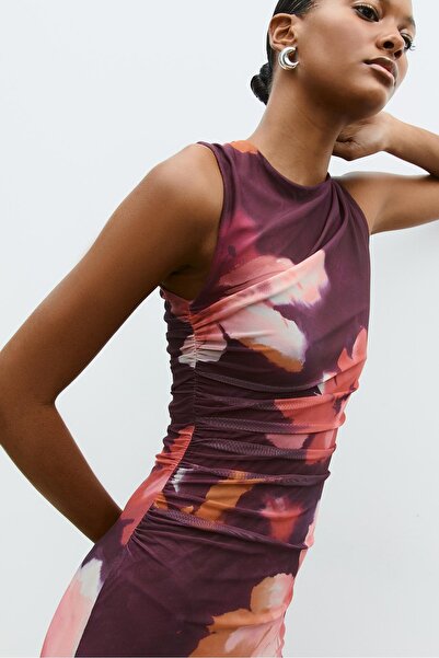 Stradivarius Printed tulle midi dress