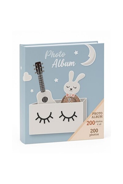 OEM Album Foto pentru Copii – Design cu Iepuras si Chitara, 200 fotografii 10x15 cm, albastru