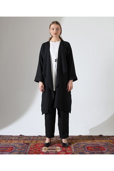 Fi'l Arz Fashion Shawl Collar Cardigan Hijab Suit