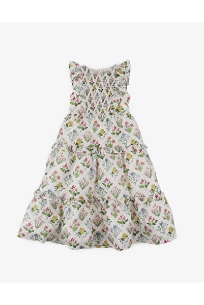 Gingersnaps Girls' Long Floral Dress with Round Neckline